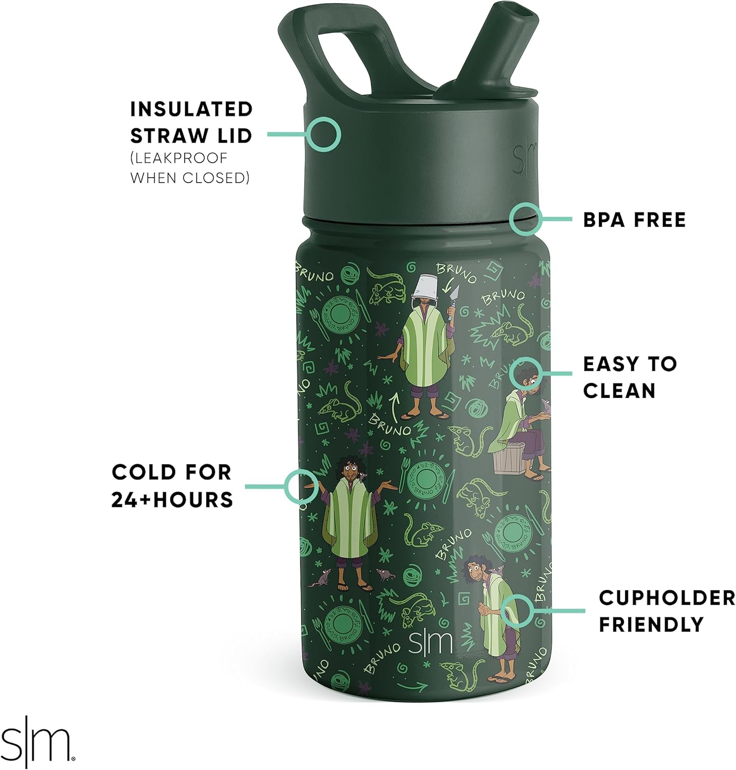 Simple Modern Disney Minnie Mouse Kids Water Bottle with Straw Lid | 14oz Insulated Stainless Steel Kids Tumbler & Spill Proof Toddler Cup for School, Girls, Boys | Summit | Minnie Mouse Fun - Colors A