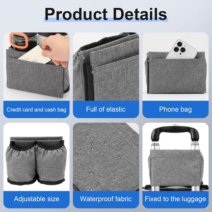 Luggage Cup Holder for Suitcases Free Hands, Travel Accessories, Luggage Cup Caddy Gifts, Beverage Holder, Universal Luggage Accessories for Flight Attendants, Business Travelers, Grey