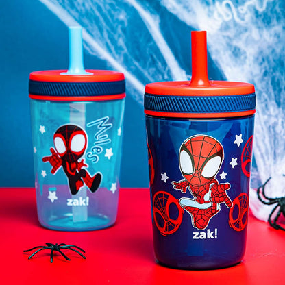 Zak Designs 15oz Bluey Kelso Tumbler Set, Leak-Proof Screw-On Lid with Straw Made of Durable Plastic and Silicone, Perfect Bundle for Kids, 2 Count (Pack of 1) - Colors B