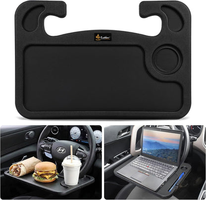 EcoNour 2 in 1 Car Steering Wheel Desk | Tray for Laptop Car Mount with Pen Holder | Desk Console for Car | Food Tray for Eating with Drinks Holder | Multipurpose Travel Car Accessories