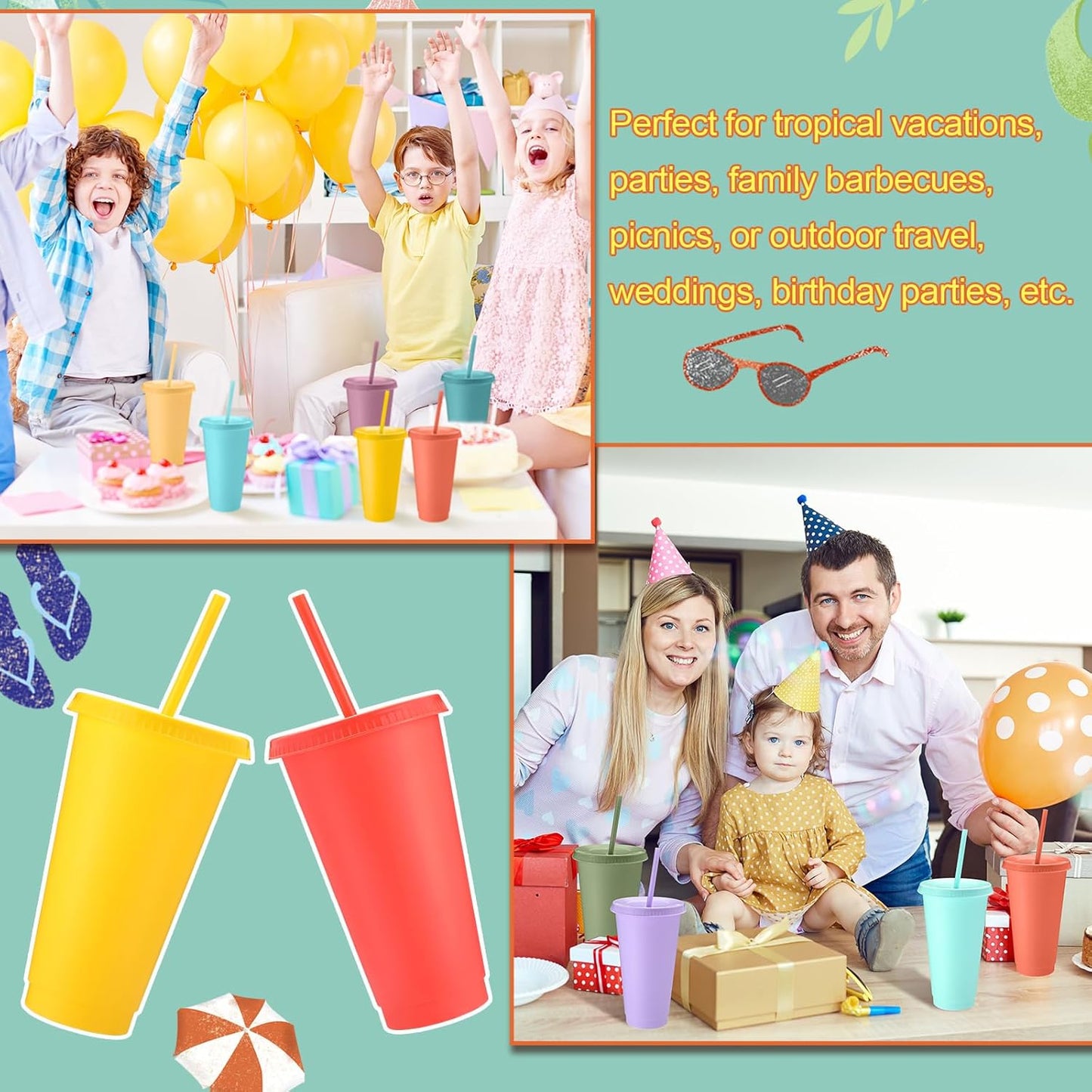 Honeydak 15 Pack Tumbler with Straw and Lid Bulk Cups for Gifts Water Bottle Iced Coffee Travel Mug Cup Reusable Plastic Tumblers for Party Birthdays 24-27 oz (Solid Color)