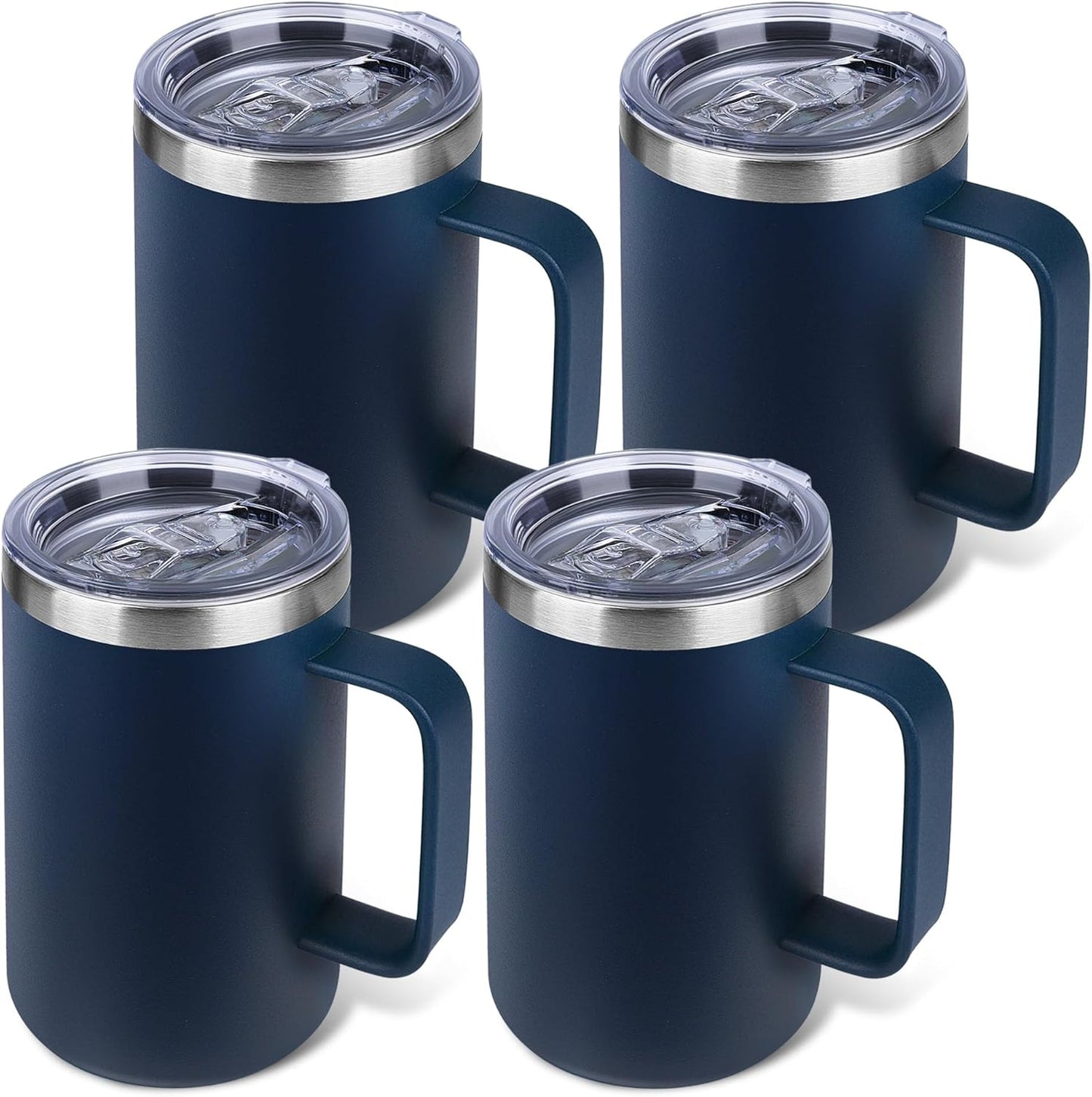 22oz Insulated Coffee Mug with Handle & Leak-Proof Lid - Double Wall Stainless Steel Travel Tumbler for Commute/Office/Home, Orange, 1 Pack