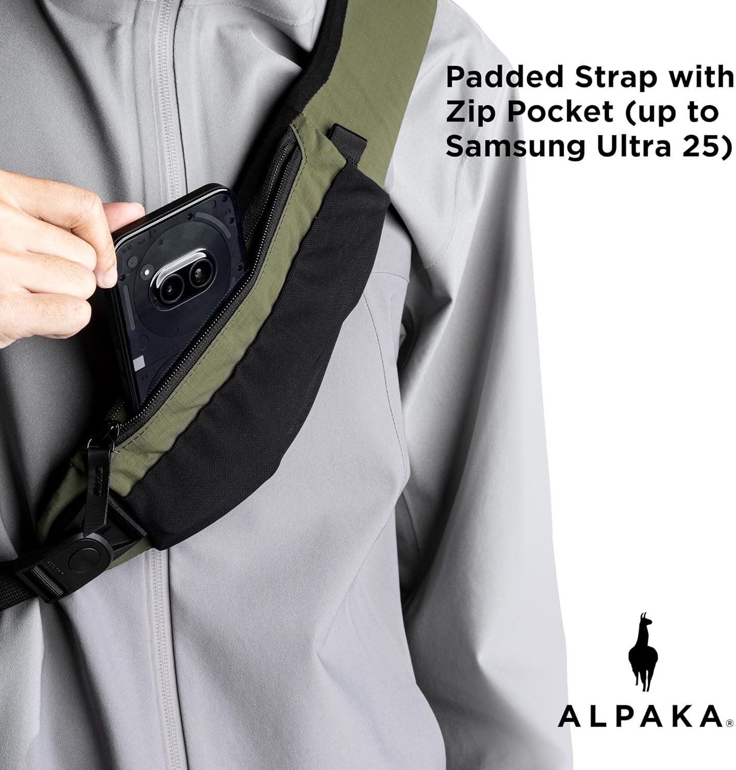 ALPAKA Metro Crossbody Left Shoulder 7.5L - Crossbody Bag Men,Sling Backpack - Fits 11" Tablet - Single Shoulder with YKK Zipper - Expandable Water Bottle Pocket - Phone Sleeve- Black Axoflux 210D