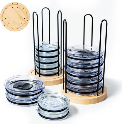 2PC Tumbler Lid Organizer, Detachable Cup Lid Organizer for Simple Modern Tumbler/Yeti Tumbler/Stanley Tumbler Lids, Holds up to 20 Lids, Cup Organizer for Kitchen Organizers and Storage