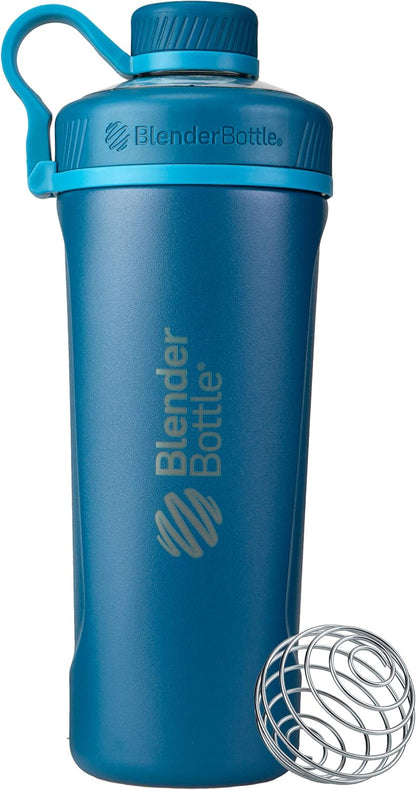 BlenderBottle Radian Shaker Cup Insulated Stainless Steel Water Bottle with Wire Whisk, 26-Ounce, Matte Black