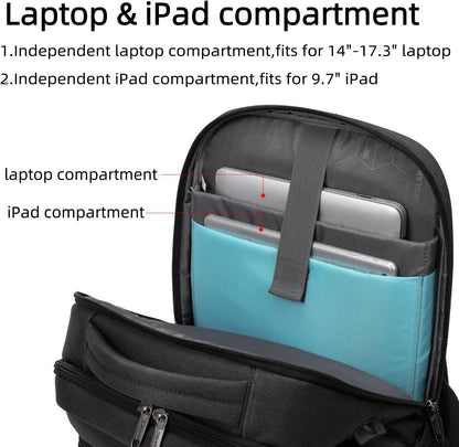 DUSLANG 17 Inch Laptop Backpack for Travel Water Resistant College Backpack for Men/Women Laptop Bag with USB Charging Port,Black - Colors B