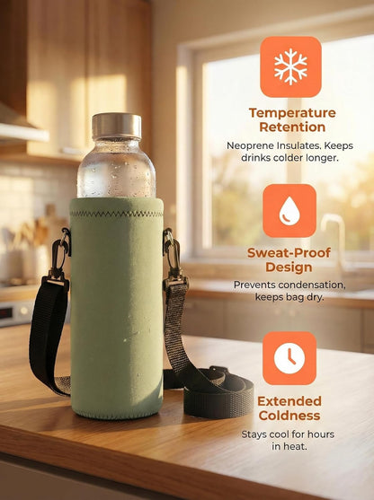 AUPET Water Bottle Bag Carrier,24oz/32oz Insulated Neoprene bottle Sling Holder Case Pouch Cover for 1000ML/750ML Bottles with Shoulder Strap for walking