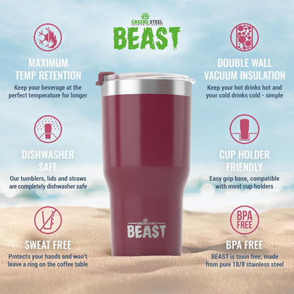 Beast 10 oz Tumbler Stainless Steel Vacuum Insulated Coffee Ice Cup Double Wall Travel Flask (Arctic White)