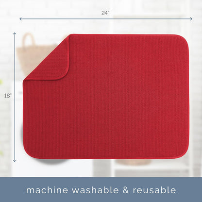 S&T INC. Dish Drying Mat XL, 18” x 24”, Absorbent Microfiber Kitchen Counter Mat, Dish Drying Pad for Dishes, Utensils, Pots and Pans, Extra Large, Charcoal