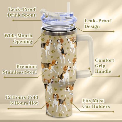 Beagle Gifts for Women Men, 40oz Stainless Steel Insulated Tumbler Travel Cup Mug, Funny and Unique Beagle Gifts for Dog Lover - Colors B