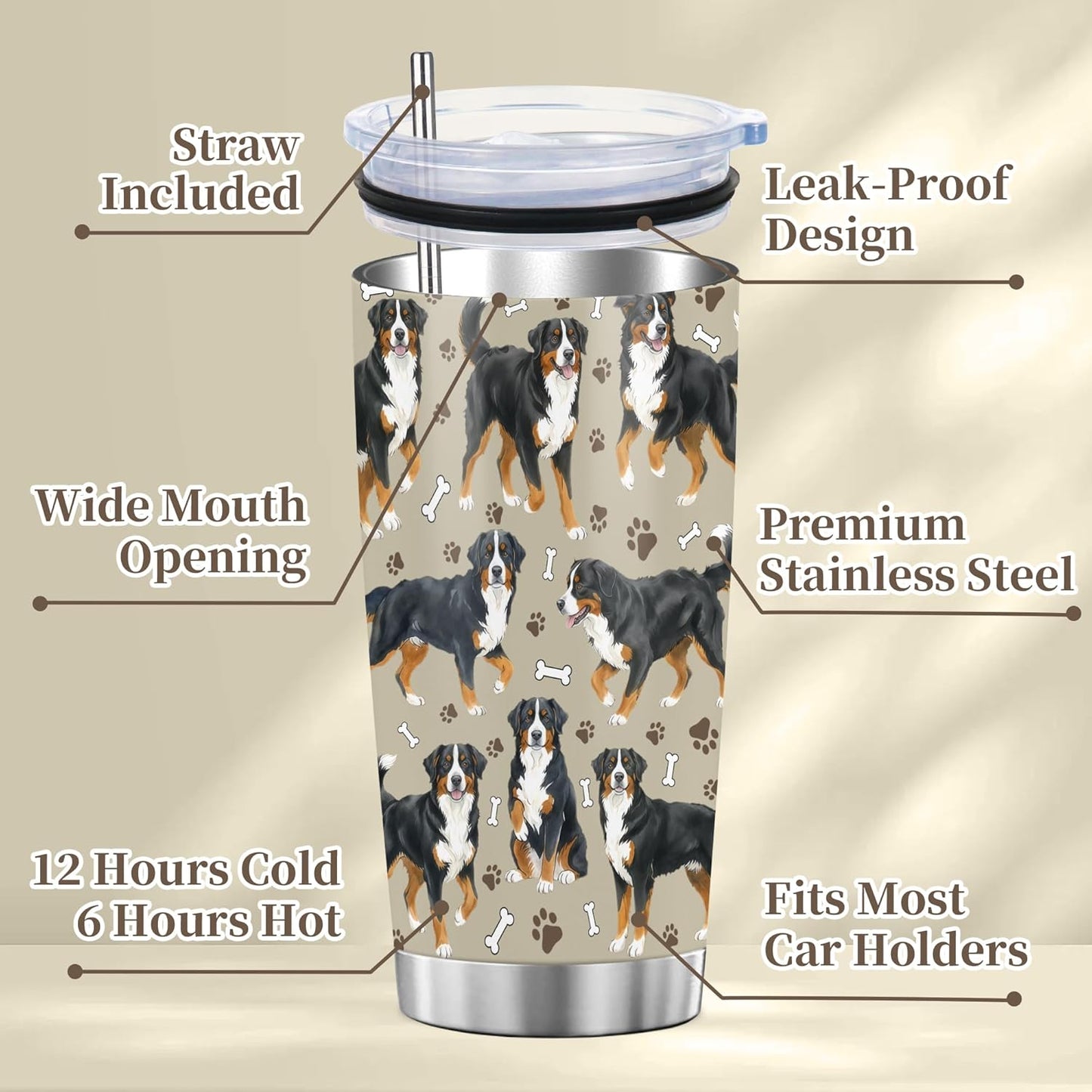 Beagle Gifts for Women Men, 40oz Stainless Steel Insulated Tumbler Travel Cup Mug, Funny and Unique Beagle Gifts for Dog Lover - Colors B
