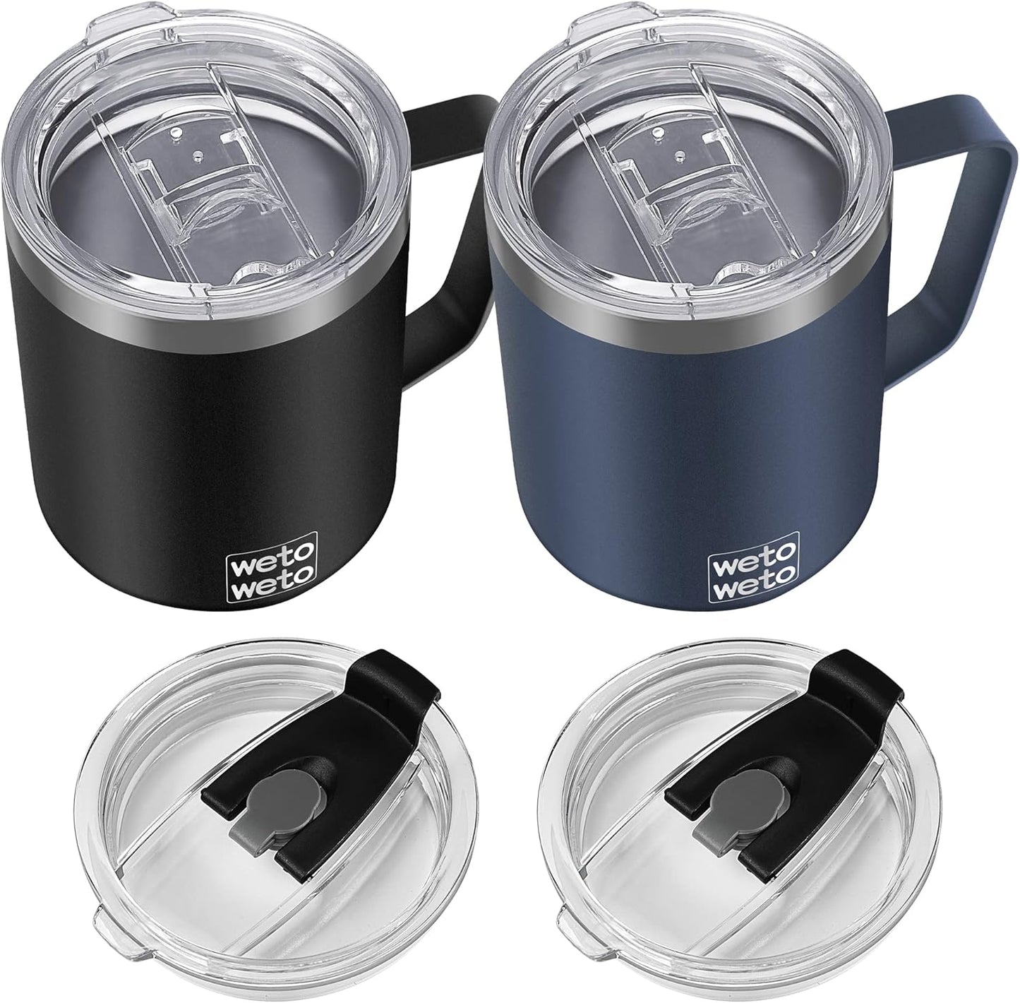 WETOWETO 14 oz Coffee Mug, Vacuum Insulated Camping Mug with Lid, Double Wall Stainless Steel Travel Tumbler Cup, Thermal Coffee Mug, Powder Coated Navy Blue