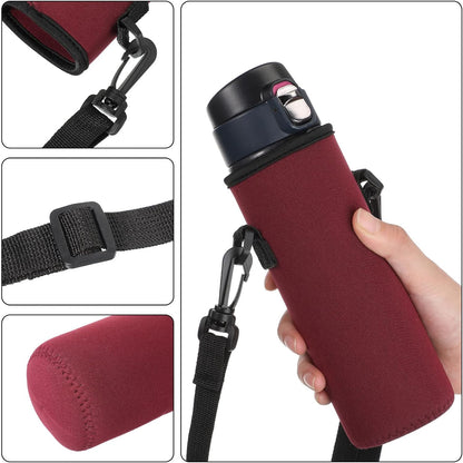 Zhehao 16 Pcs Neoprene Water Bottle Sleeve with Shoulder Strap Water Bottle Holder 32 oz Water Bottle Carrier Insulated Water Bottle Pouch Adjustable Water Bottle Sling Bag for Boys Girls