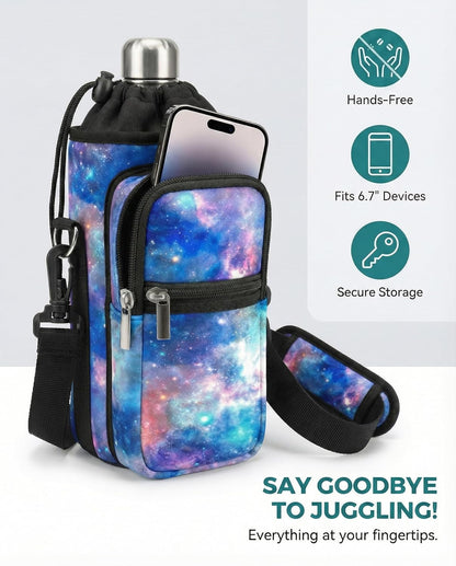 AUPET Water Bottle Sling Bag Sleeve Holder Carrier 25/32/40/64 oz,Insulated Crossbody Water Bottle Case Cover with Strap and Pockets for Men/Women Walking Hiking