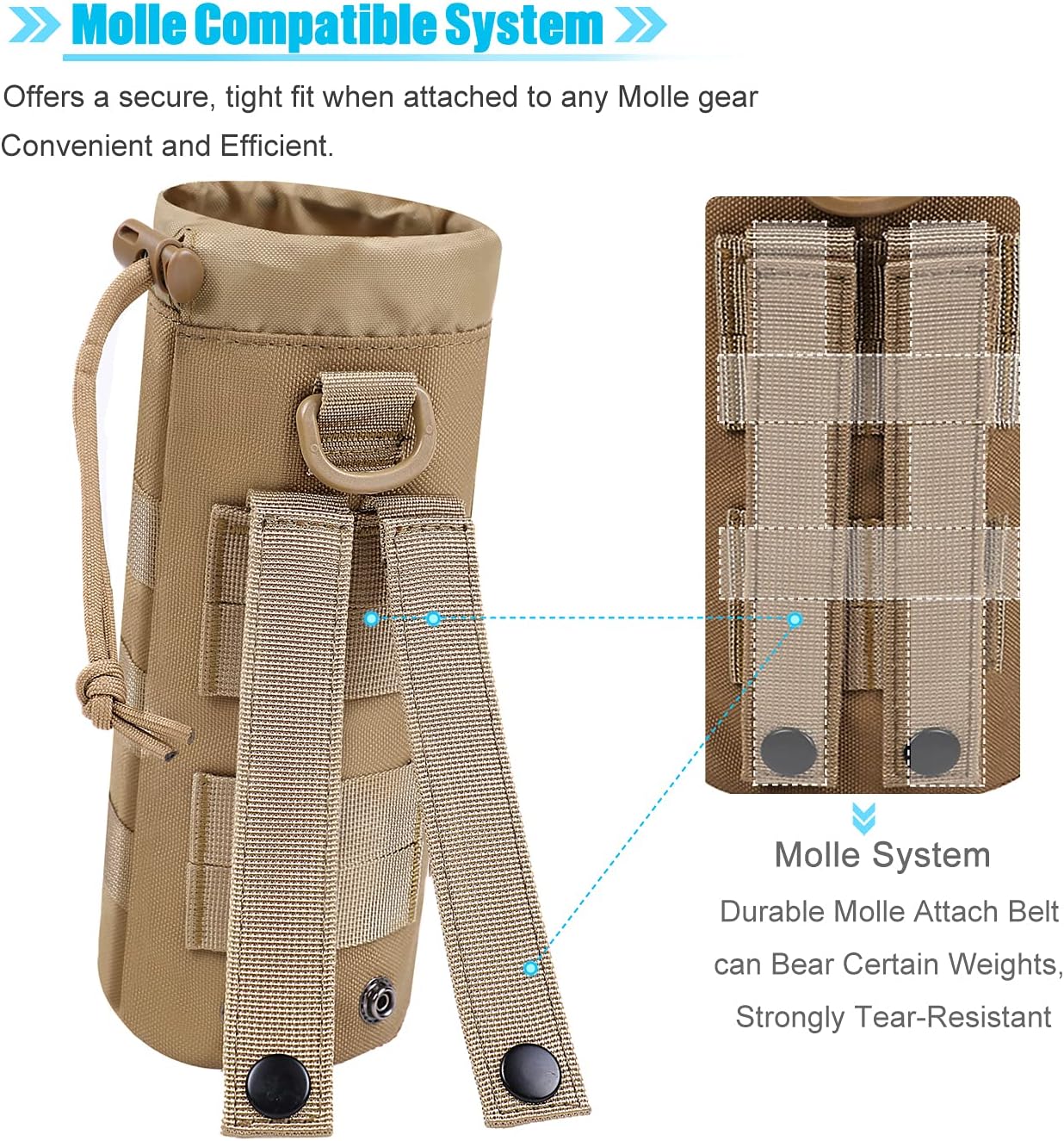 Molle Water Bottle Holder, Water Molle Attachments, Molle Water Bottle Pouch, Tactical Backpack Attachment Pouches