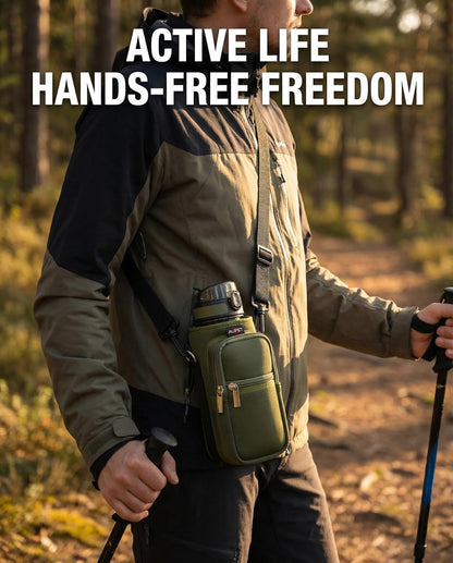 AUPET Water Bottle Sling Bag Sleeve Holder Carrier 25/32/40/64 oz,Insulated Crossbody Water Bottle Case Cover with Strap and Pockets for Men/Women Walking Hiking