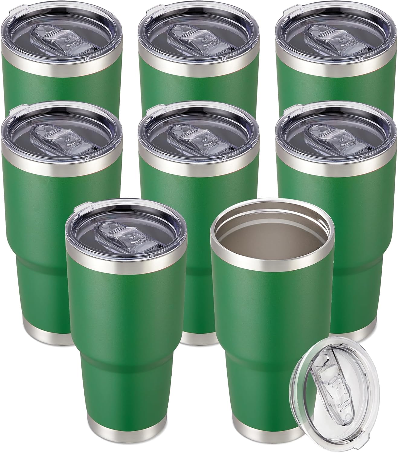30 oz Tumbler with Lid Stainless Steel Tumblers Vacuum Insulated Cup Reusable Powder Coated Travel Mug Double Wall Leak Proof Portable Cups Keep Cold Drinks for 12 Hours, Stainless, 1 Pack