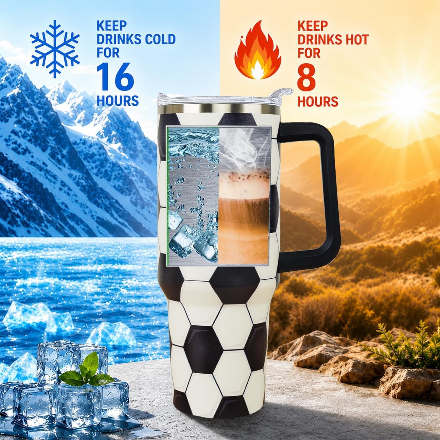 Ceovfoi 40 oz Pickleball Coffee Mug Vacuum Insulated Travel Tumbler with Handle, Lid & Straw - Perfect Pickleball Gifts for Players, Coaches, Lovers | Pickleball Accessories