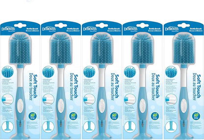 Dr. Brown's Soft Touch No Scratch Baby Bottle Cleaning Brush Nipple Cleaner with Stand and Storage Clip, BPA Free, Blue 1-Pack