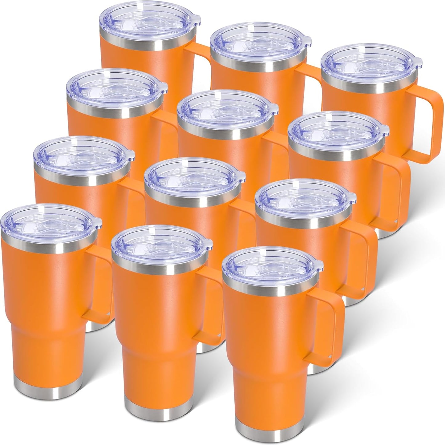 20 oz Tumbler with Handle and Lid, Stainless Steel Tumbler Insulated Travel Coffee Mug, Spill Proof Double Wall Vacuum Tumbler Cup Keep Drink Hot & Cold,White, 1 Pack