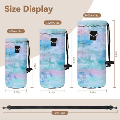 RICHEN Neoprene Water Bottle Carrier Bag with Adjustable Shoulder Strap,Insulated Water Bottle Cover for Stainless Steel/Glass/Plastic Bottles