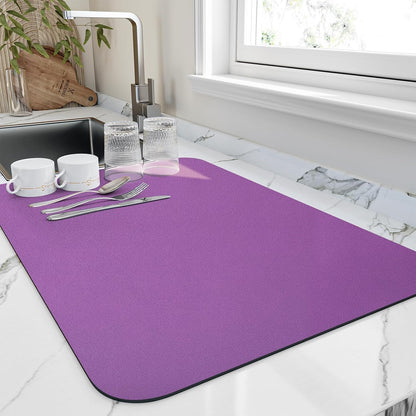 HotLive Dish Drying Mat for Kitchen Counter, Heat Resistant Drainer Mats with Non-slip Rubber Backed, Hide Stain Kitchen Super Absorbent Draining Mat, Easy to Clean Dish Rack Pad, Dark Grey 16"x18"