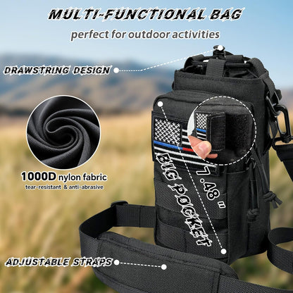 Water Bottle Holder with Strap - Tactical Insulated Water Bottle Sleeve with MOLLE System Water Bottle Cover Cross-Body Pouch for Walking Hiking Camping Gym 32oz&40oz