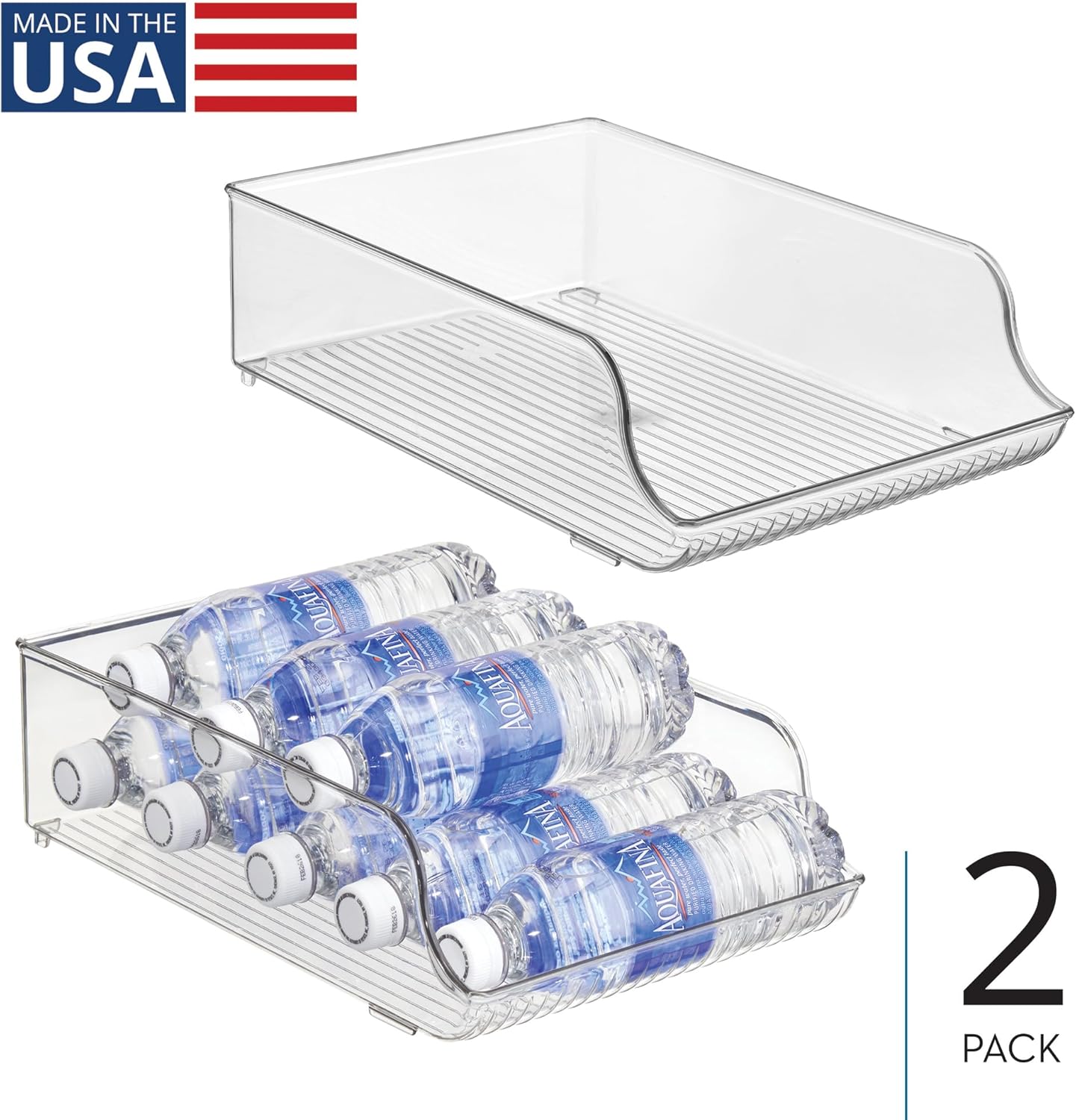 iDesign Water Bottle Organizer for Fridge or Pantry - Clear - Made in USA