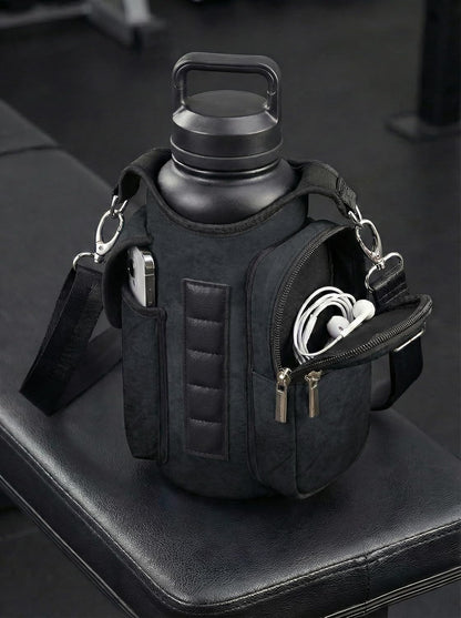 Magnetic Gym Tote,18-40oz Water Bottle Bag Holder,Neoprene Case Pouch with Phone Pocket,Men Women Workout Accessories