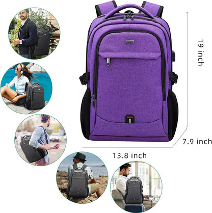 DUSLANG 17 Inch Laptop Backpack for Travel Water Resistant College Backpack for Men/Women Laptop Bag with USB Charging Port,Black - Colors B