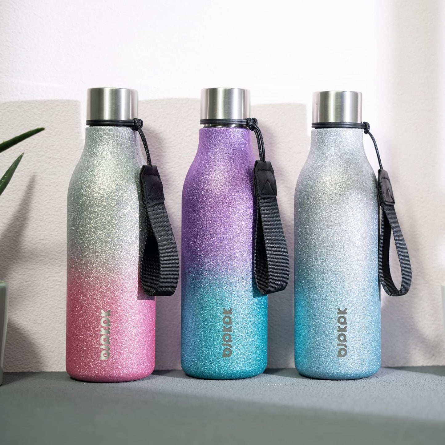 BJPKPK Insulated Water Bottles, 18 oz Stainless Steel Metal Water Bottle with Strap, BPA Free Leak Proof Jugs, Mugs, Flasks, Reusable Thermal Flasks for Sports & Travel, Black - Colors A