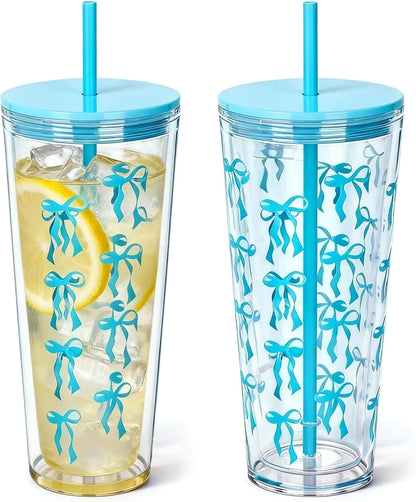 24oz Tumbler with Lid and Straw, Leak Proof and Double Wall Insulated Reusable Plastic Cups,Travel Reusable Iced Coffee Cup (1, Pink)