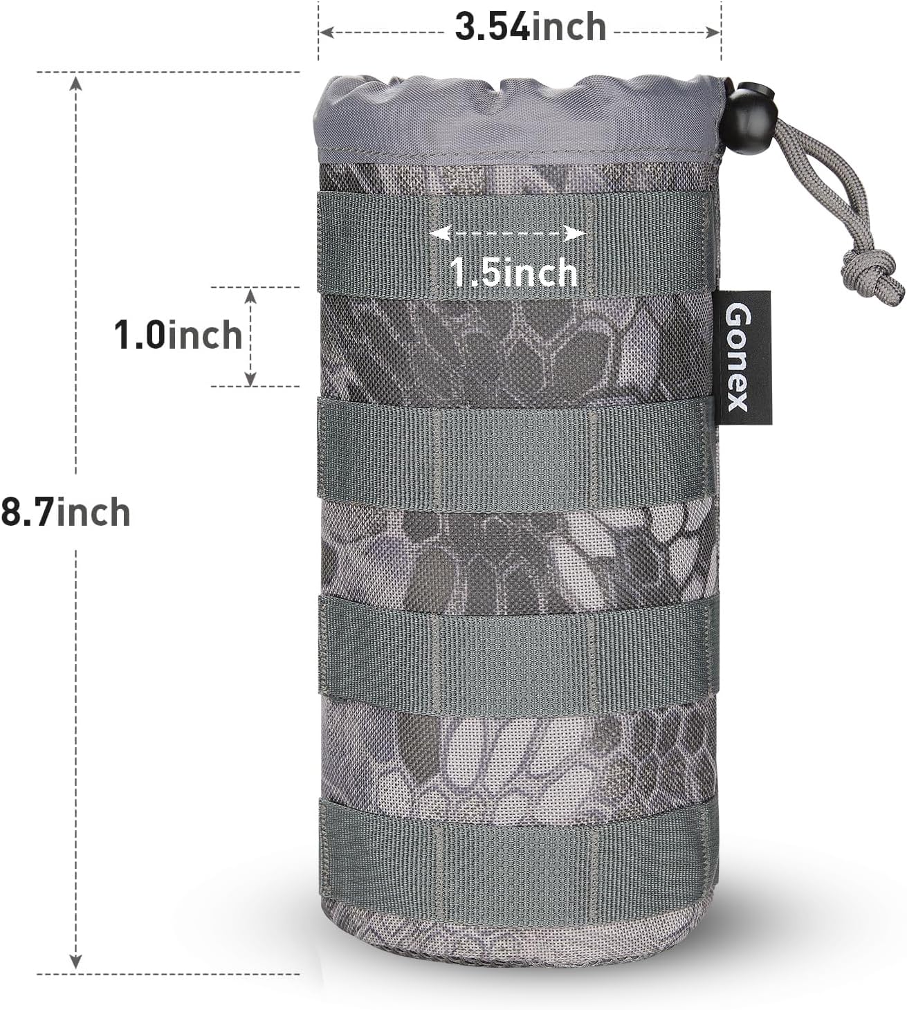 Gonex Tactical MOLLE Water Bottle Pouch, Drawstring Open Top & Mesh Bottom Travel Water Bottle Bag Hydration Carrier