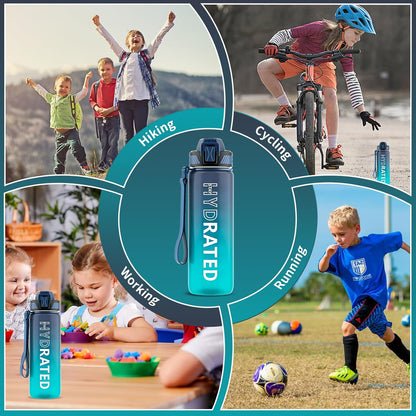 QLUR Water Bottle with Straw, 32oz Motivational Water Bottles with Time Marker to Drink, Tritan BPA Free, 1L Sports Water Bottle with Carry Strap LeakProof for Women Gym Fitness Outdoor (1 Pack)
