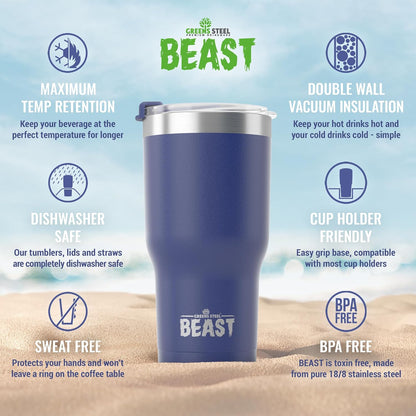 Beast 10 oz Tumbler Stainless Steel Vacuum Insulated Coffee Ice Cup Double Wall Travel Flask (Arctic White)