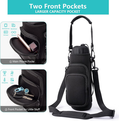 Water Bottle Carrier Bag,Water Bottle Holder with Straps Phone Pockets Fits Stanley Owala 16/24/32/40oz