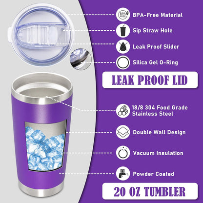 20 oz Tumbler Coffee Travel Tumblers Bulk with Lid Stainless Steel Double Wall Vacuum Insulated Mug Powder Coated Cups fit Car Cupholder for Hot and Cold - Stainless Steel, 4Pack