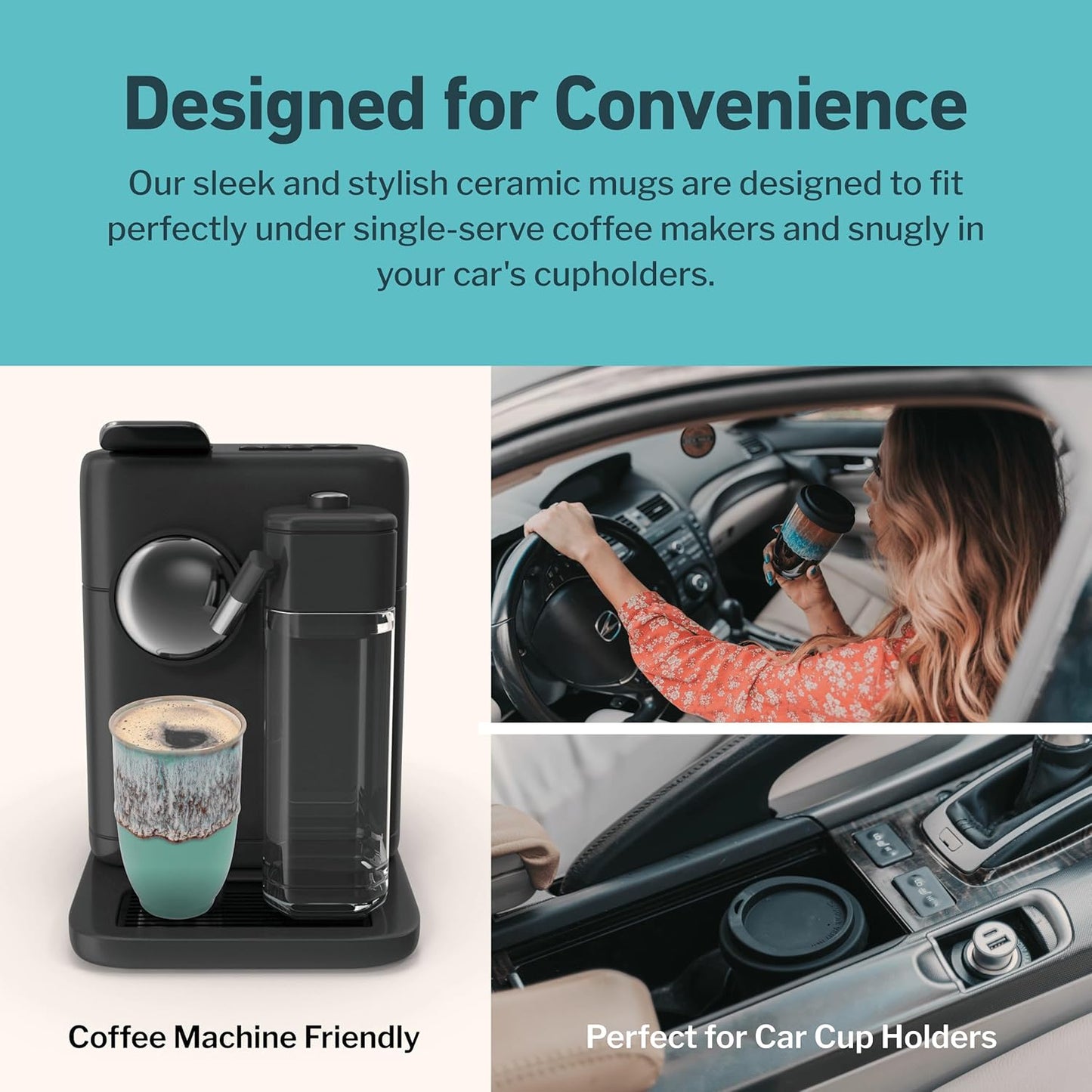 NOVA CERAMICS Coffee Tumbler – Travel Mug - On the Go Coffee Mug – Microwave & Dishwasher Safe Green Coffee Tumbler - Gifts For Women Men Him Her – 16oz – Monsoon