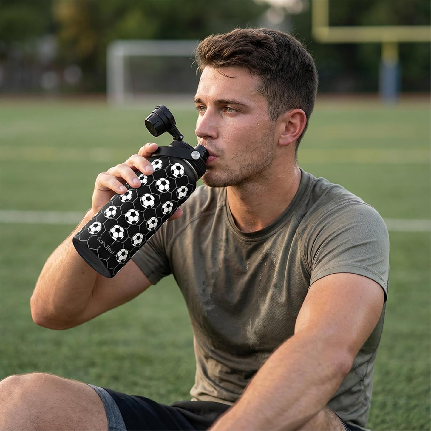 SANDJEST Gym Insulated Engraved Stainless Steel Water Bottle 32oz, Vacuum Chug Lid Travel Tumbler For Men Friends Dad Gymer Trainer, Gym Mode on, Birthday Christmas Father's Day