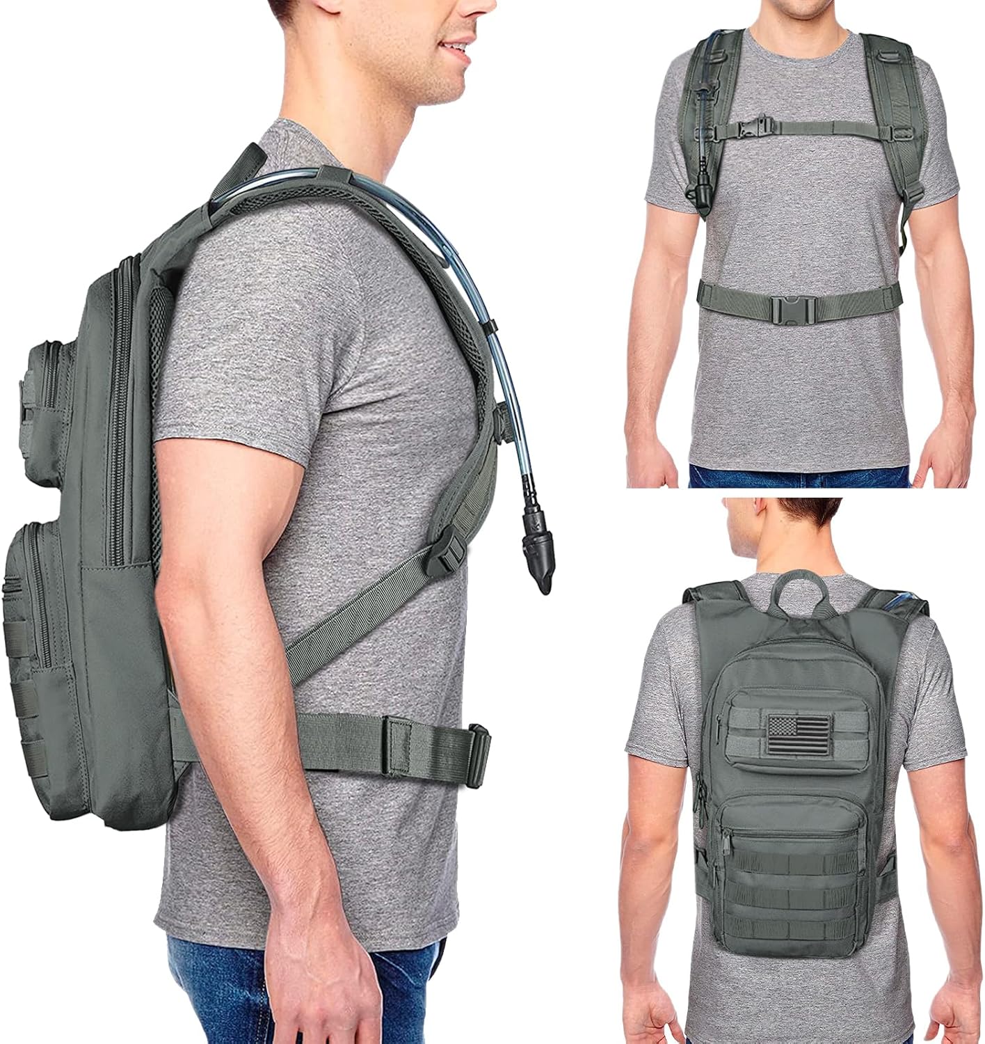 NOOLA Hydration Backpack with 3L TPU Water Bladder, Tactical Molle Water Backpack for Men Women, Hydration Pack for Hiking, Biking, Running and Climbing
