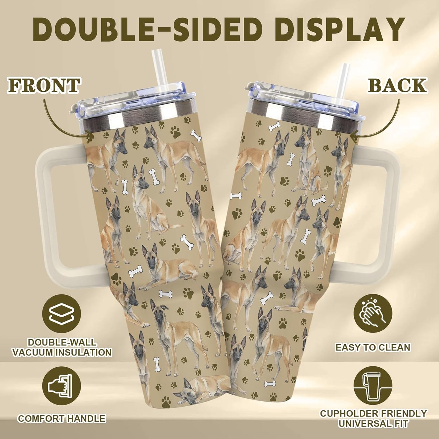 Beagle Gifts for Women Men, 40oz Stainless Steel Insulated Tumbler Travel Cup Mug, Funny and Unique Beagle Gifts for Dog Lover - Colors A