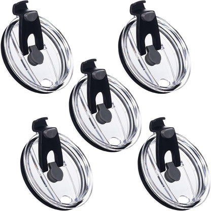 HINZIC 5 Pack Replacement Lids for 20 oz Tumbler,Travel Spill Proof Resistant Cup Lids Covers with Slider Switch fit Coffee Cups and More, Straw Friendly,Black