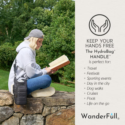 WanderFull Original HydroBag Handle® Zipper Slot for Handle, Hands-Free Crossbody Water Bottle Holder & Tumbler Accessories