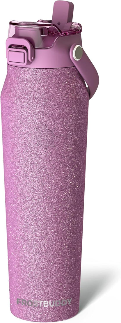 Frost Buddy 24oz Insulated Water Bottle with Straw & Chug Lid | Leak-Proof Stainless Steel | 24-Hours Cold | Sweat-Proof, Cup Holder Friendly | Ideal for Gym, Travel, Sports & Everyday Hydration - Colors A