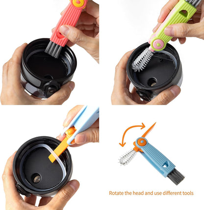 Chemimoso 3 in 1 Cup Lid Gap Cleaning Brush Set, Multifunctional Water Baby Bottle Cleaning Tools, Home Kitchen Crevice Cleaning Tools, 3Pcs