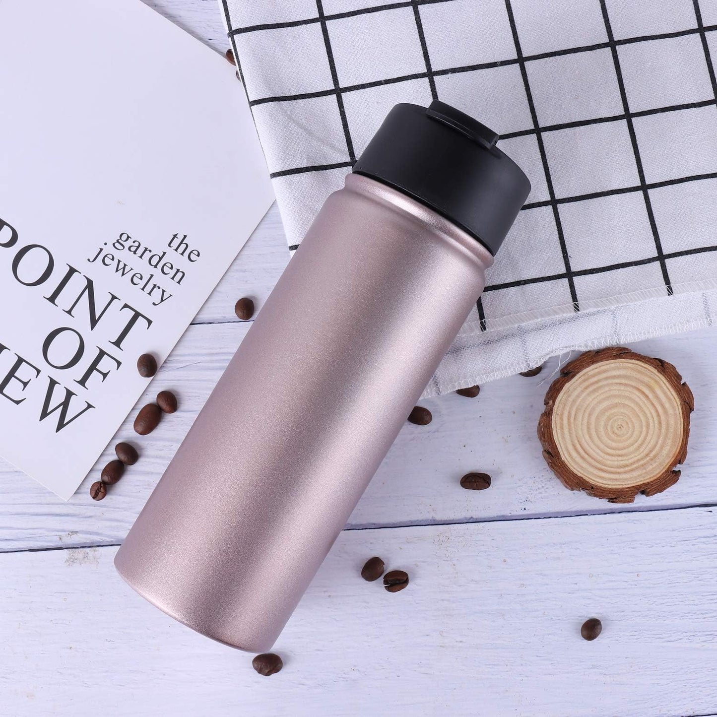 Sivaphe Tea Infuser Bottle With Removable Loose Leaf Tea Strainer Cup 18/8 Stainless Steel Portable Insulated Travel Tea Tumbler Black