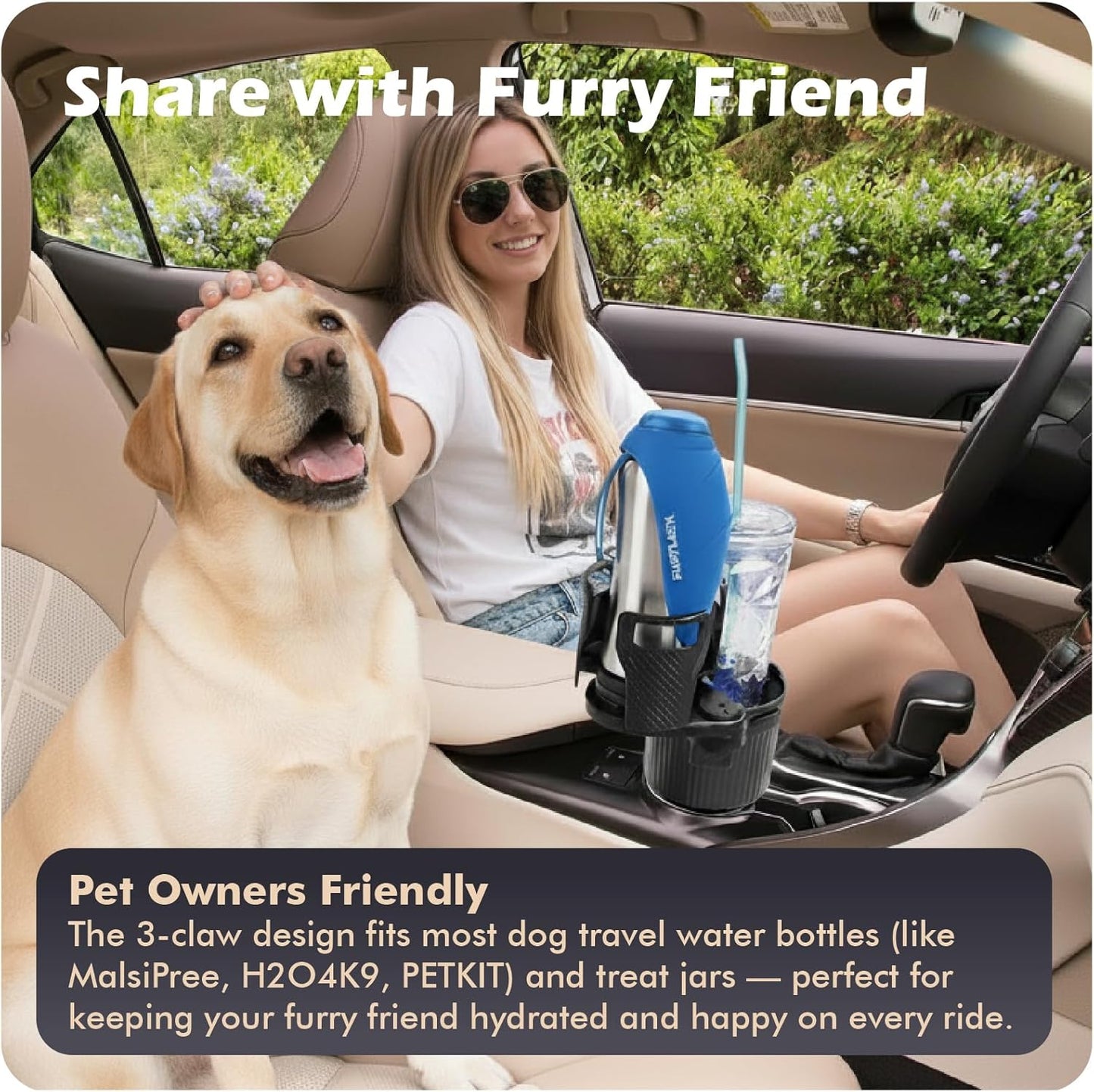 OtterVerz 11 Upgraded Car Cup Holder Tray, 3 in 1 Car Cup Holder Expander Adapter, 360° Rotating Detachable 10.5" Car Food Tray Table for Eating, Road Trip Essentials, Fits Yeti/Hydro Flask 16–46oz