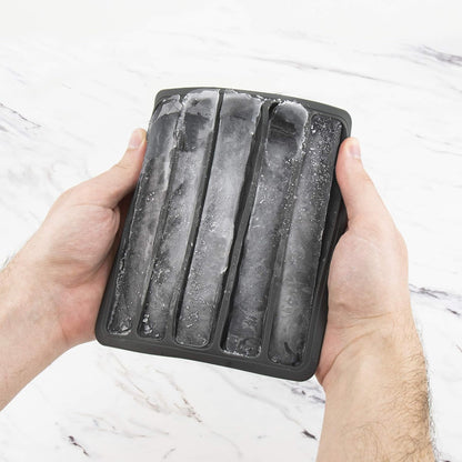 Tovolo Ice Cube Tray for Water Bottles Creates 5 Frozen Stick Tubes for Plastic & Reuseable Bottles, BPA Free Silicone Easy Release Water Bottle Ice Tray with Lid, Stackable Spill Proof Design