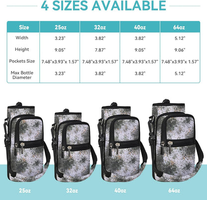 icolor Water Bottle Carrier Bag with Strap 25/32/40 oz Crossbody Bottle Holder with Phone Pocket Sling Sleeve Insulated Neoprene Water Bottle Pouch for Walking Travelling