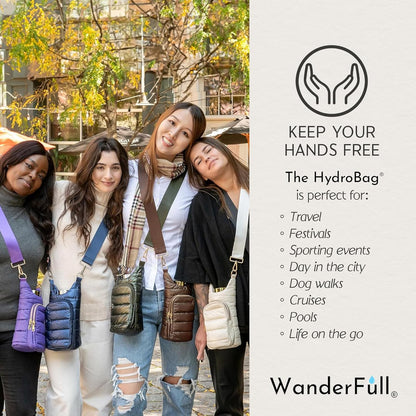 WanderFull Original HydroBag Fits Up to 32 oz Water Bottle Holder with Strap – Hands-Free Crossbody Water Bottle Carrier Bag with Phone Pocket - Colors B
